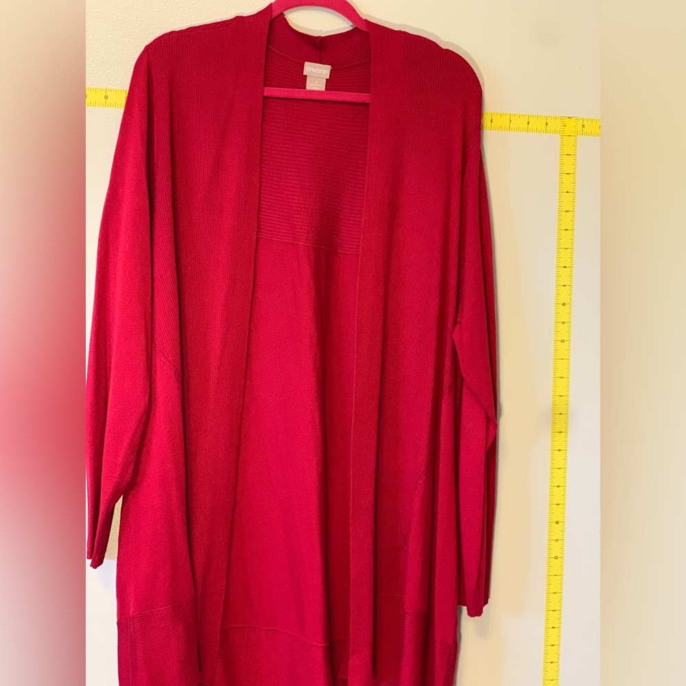 Chicos red cardigan, size 4, ribbed detail